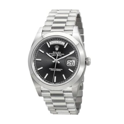 New Arrivals rolex day date 228206 kw stainless steel black diagonal dial replica