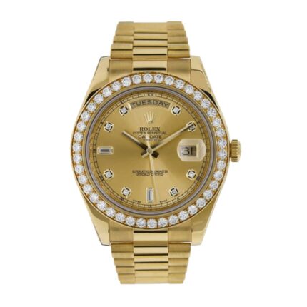 New Arrivals rolex day date ii 218348 41mm kw yellow gold diamonds champagne