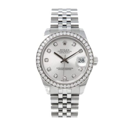 New Arrivals rolex datejust 178384 white gold automatic black diamond dial replica