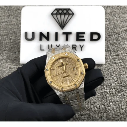 New Arrivals Audemars Piguet Royal Oak Iced Out Yellow Gold Replica 1