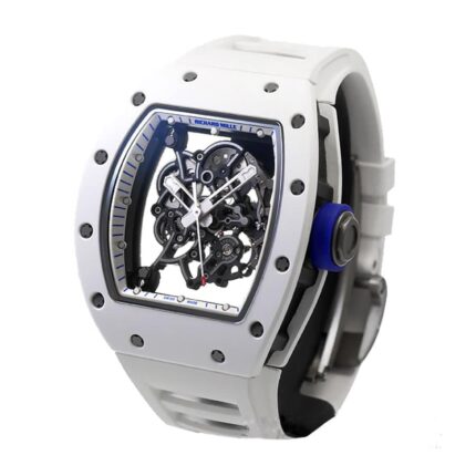 New Arrivals richard mille rm55 kv white ceramic bubba watson japan blue skeleton dial m8215 replica 1