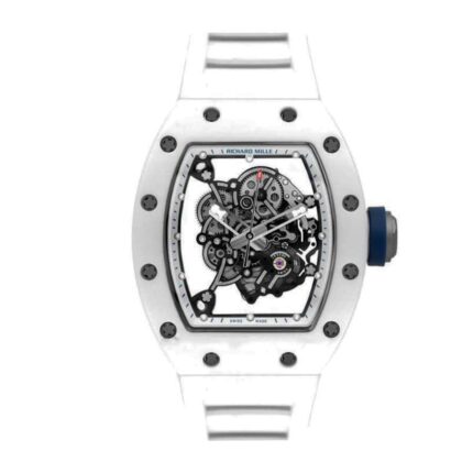 New Arrivals richard mille rm55 kv white ceramic bubba watson japan blue skeleton dial m8215 replica