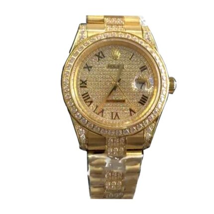 New Arrivals rolex datejust yellow gold diamond dial iced out replica