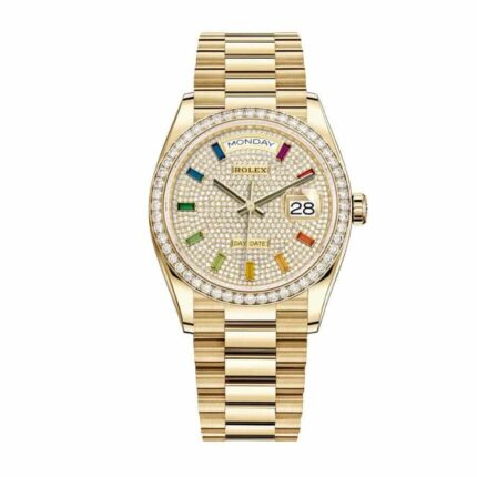 New Arrivals rolex day date yellow gold with pave diamond dial sapphire 128348rbr replica 1