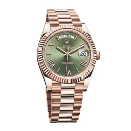 New Arrivals Rolex Day Date Rose Gold Green Roman Dial Replica