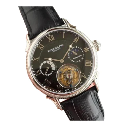 New Arrivals patek philippe tourbillion moonphase black dial replica 1